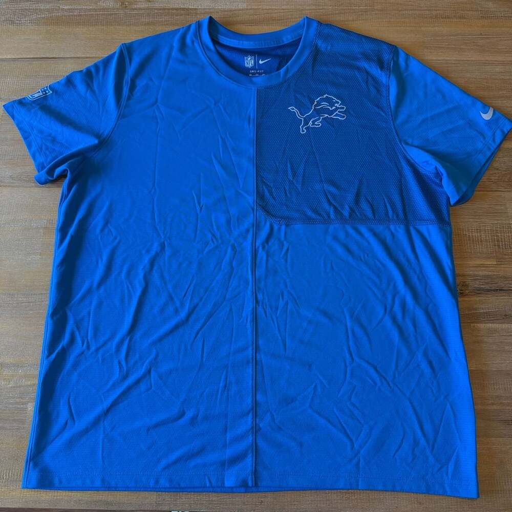 Nike Detroit Lions NFL Dri-Fit Shirt Mens XXL Honolulu Blue Performance Training